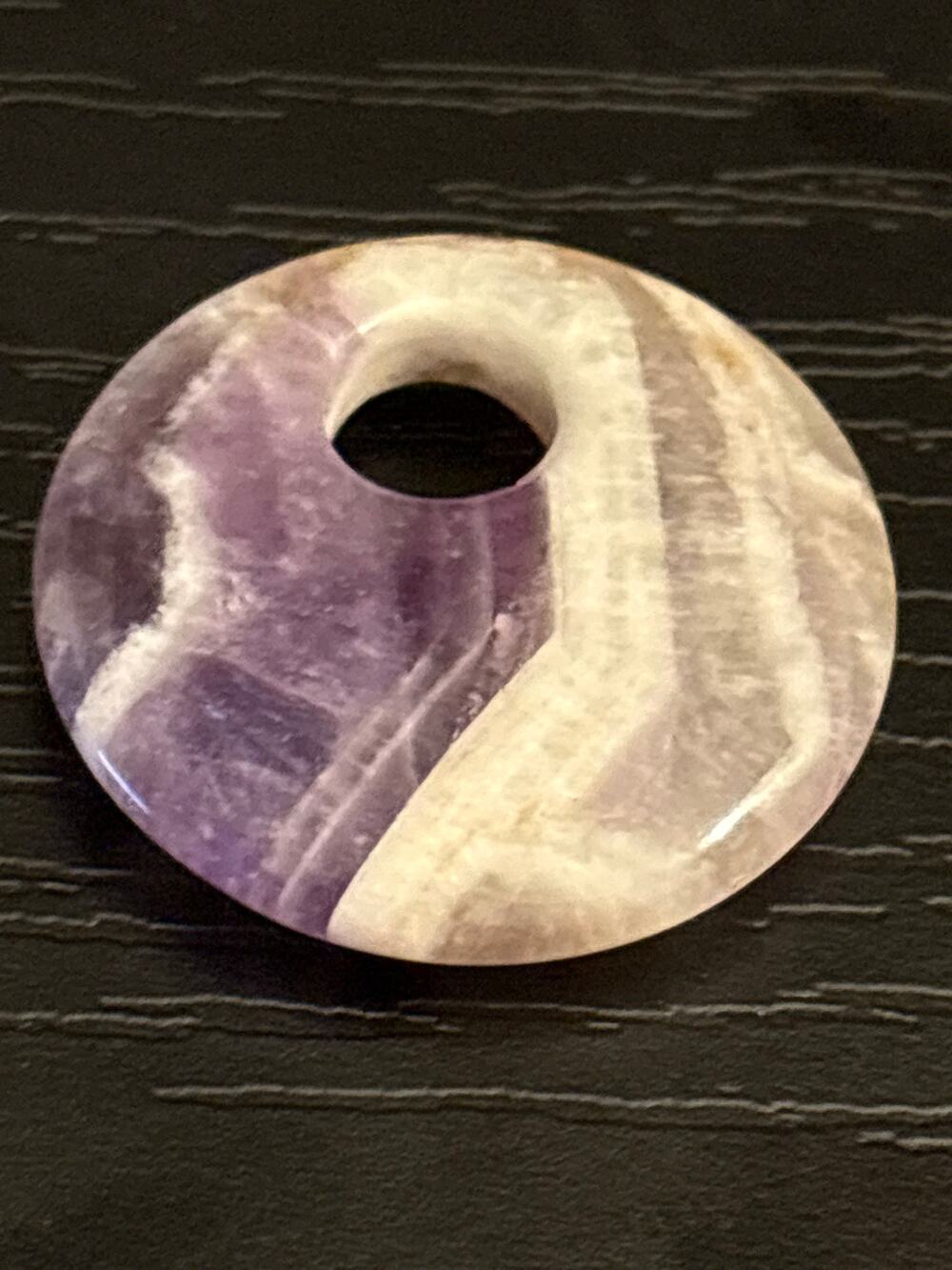 Vintage Genuine Chevron Amethyst Donut Pendant